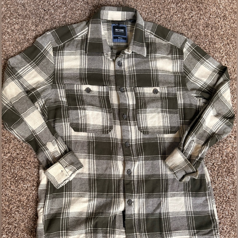 Only & Sons Green Flannel